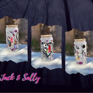 Jack & Sally Glass Can Tumbler